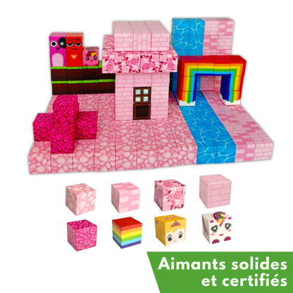 Blocs magnétiques roses - Créateur de monde