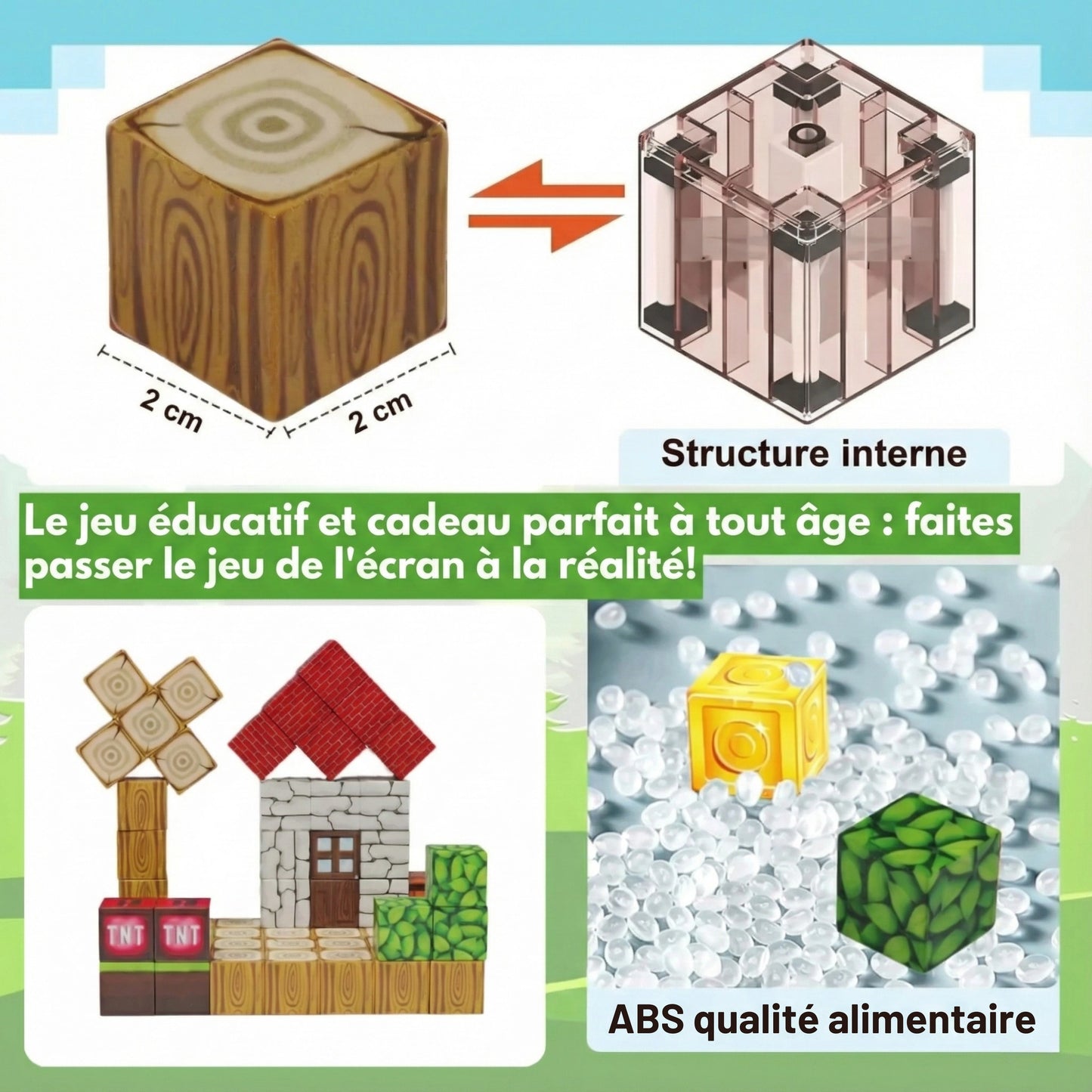 Blocs magnétiques roses - Créateur de monde