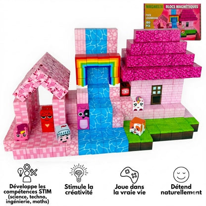 Blocs magnétiques roses - Créateur de monde