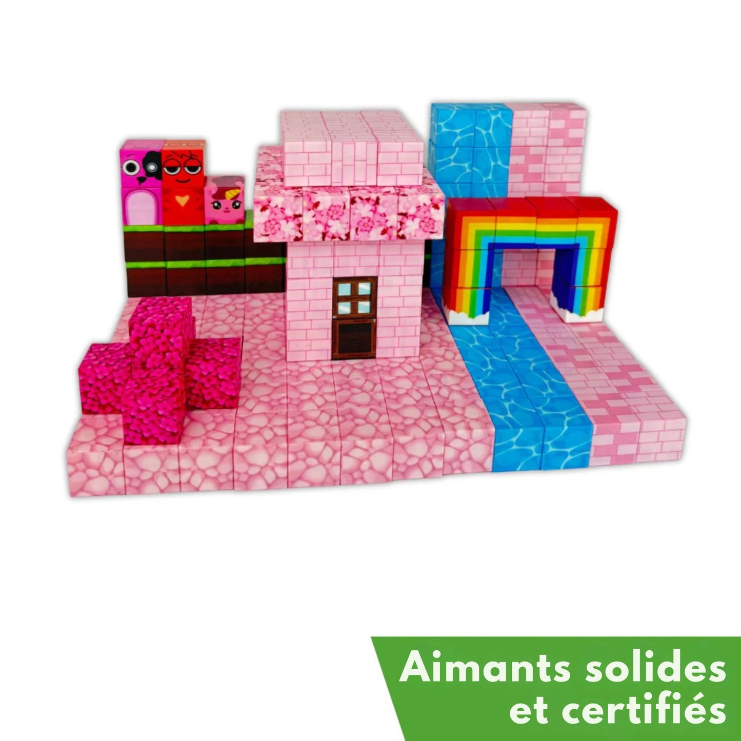 Blocs magnétiques roses - Créateur de monde